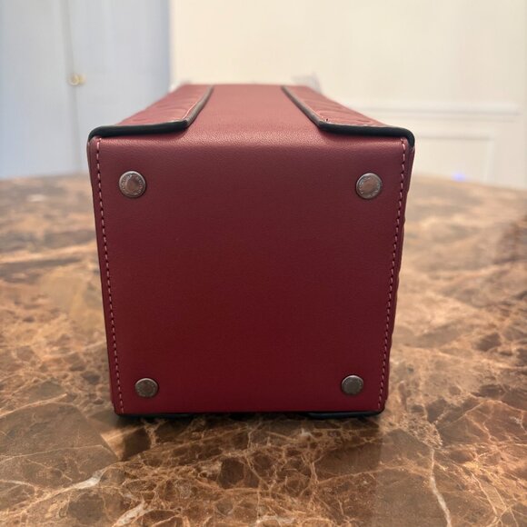 NWT Coach Wine Carrier In Signature Calf and Smooth Leather (Gunmetal/Wine) - Picture 8 of 9